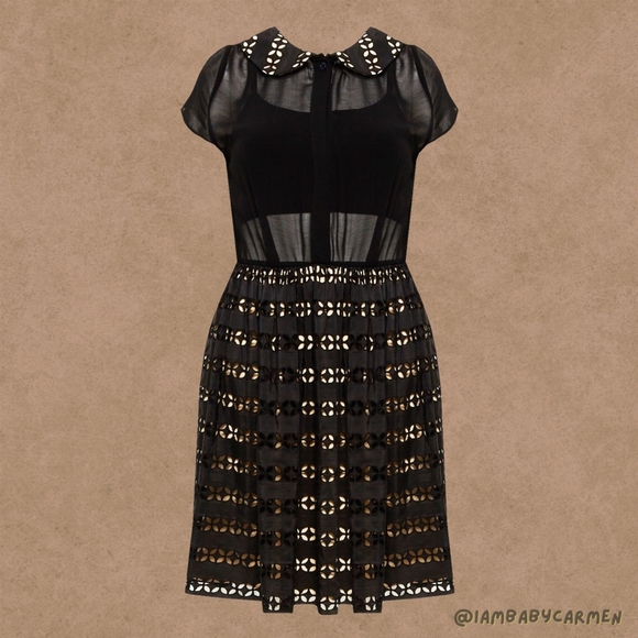 black lace peter pan collar dress Black Gothic Sleeveless Dress with Lace Trim and Bows main image 0